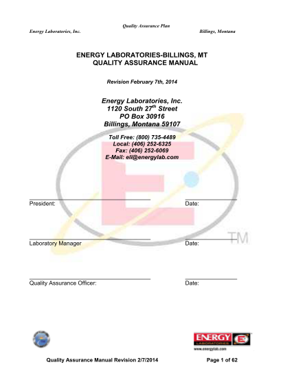 269659422-energy-laboratories-billings-mt-quality-assurance-manual