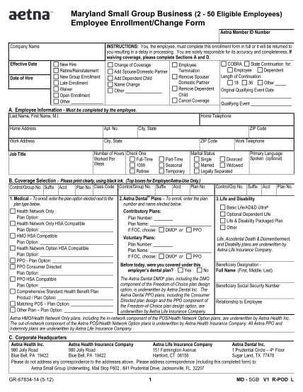 26977-fillable-aetna-maryland-small-employee-application-form