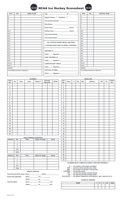 Dayton Icehounds Hockey  How to fill out a game Score Sheet