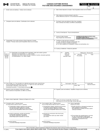 90 canada customs invoice requirements page 2 - Free to Edit, Download ...