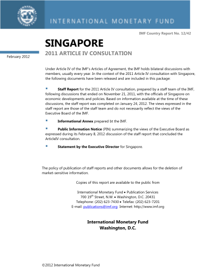 272077729-1242-singapore-february-2012-2011-article-iv-consultation-under-article-iv-of-the-imfs-articles-of-agreement-the-imf-holds-bilateral-discussions-with-members-usually-every-year-imf