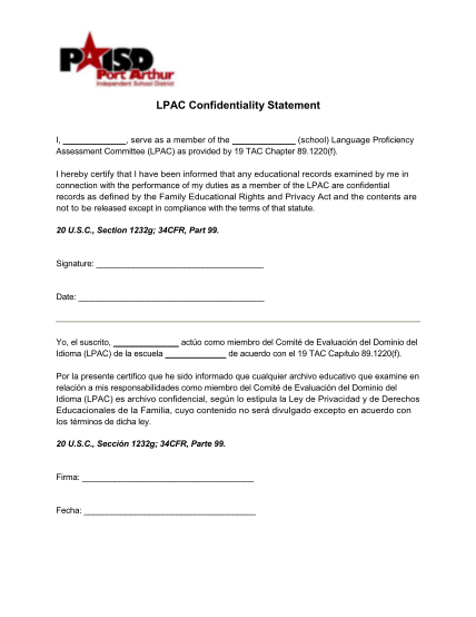 273670739-lpac-confidentiality-statement-paisd-paisd