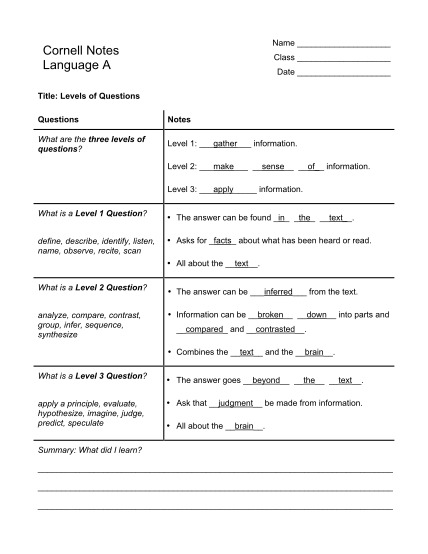 274103566-cornell-notes-levels-of-questions-with-answersdocx