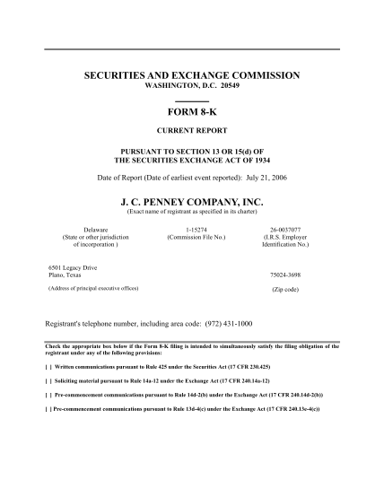 27448989-securities-and-exchange-commission-form-8-k-jc-penney-company-inc-sec
