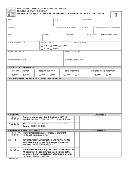 27566140-hazardous-waste-transporter-and-facility-checklist-form-missouri-dnr-missouri