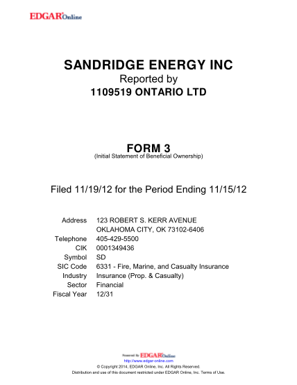 275722460-sandridge-energy-inc-form-3-initial-statement-of-beneficial-ownership-filed-111912-for-the-period-ending-111512