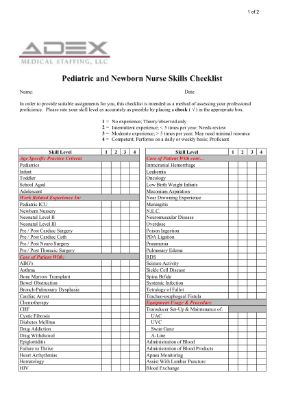 276012690-pediatric-skills-checklist-final-adex-travel-nursing