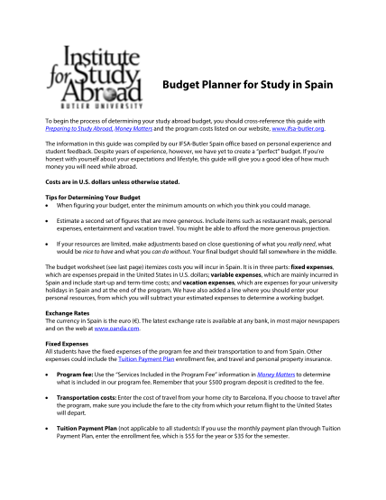 276482065-budget-planner-for-study-in-spain-ifsa-butler-ifsa-butler