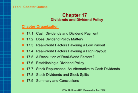 277445104-1-chapter-outline-chapter-17-dividends-and-dividend-policy-chapter-organization