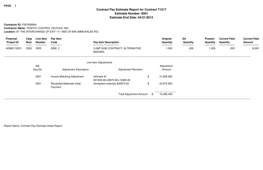 277873758-page-1-contract-pay-estimate-report-for-contract-t1517-estimate-number-0001-estimate-end-date-04212013-contractor-id-f591858994-contractor-name-traffic-control-devices-inc