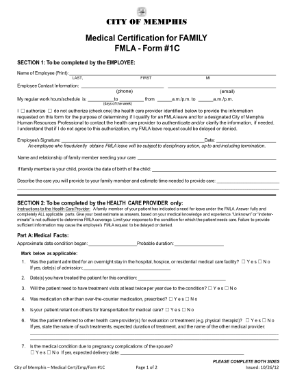 10 Fmla Medical Certification Form Free To Edit Download Print 