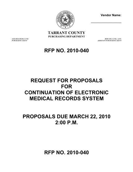 27948303-2010-040-request-for-proposals-for-continuation-of-electronic-medical-records-system-proposals-due-march-22-2010-200-p