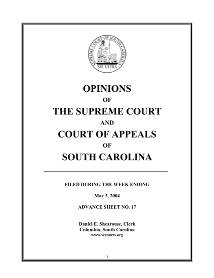 28154247-opinions-of-the-supreme-court-and-court-of-appeals-of-south-carolina-filed-during-the-week-ending-may-3-2004-advance-sheet-no-judicial-state-sc