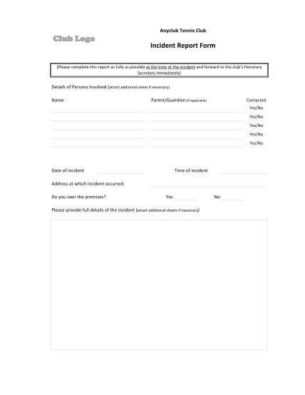security guard incident report template