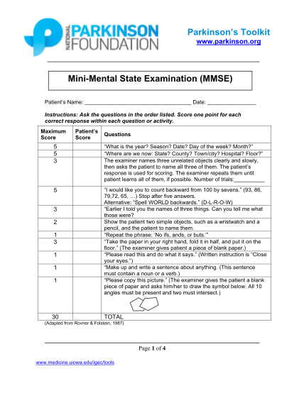 24 mini mental status exam form page 2 - Free to Edit, Download & Print ...