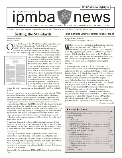 284469057-2014-conference-highlights-summer-2014-ipmba-news-newsletter-of-the-international-police-mountain-bike-association-ipmba-promoting-and-advocating-education-and-organization-for-public-safety-bicyclists