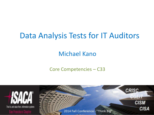 284507929-data-analysis-tests-for-it-auditors-sf-isaca-sfisaca