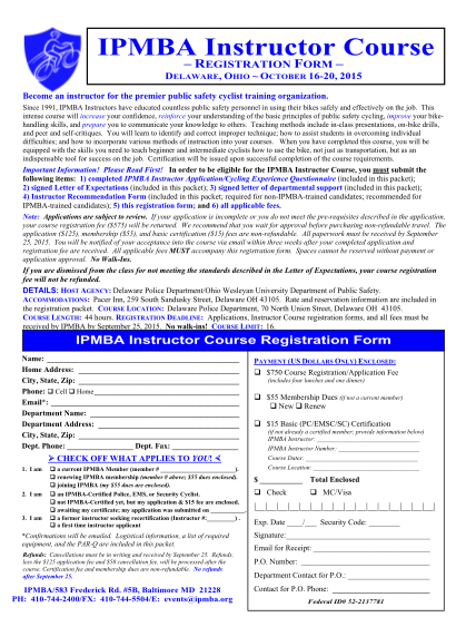 285292111-ipmba-instructor-course-registration-form-delaware-ohio-october-1620-2015-become-an-instructor-for-the-premier-public-safety-cyclist-training-organization-ipmba