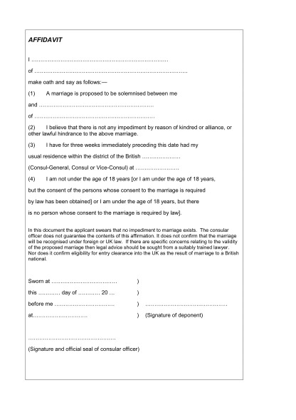 marriage affidavit template