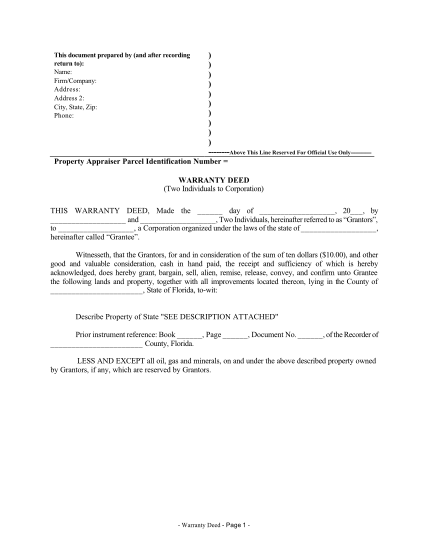 16 Warranty Deed Form Florida Free To Edit Download And Print Cocodoc 4677