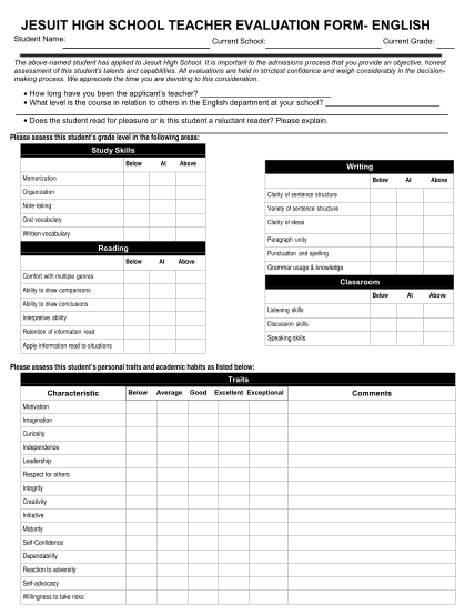 97 sample teacher evaluation forms for students page 3 - Free to Edit ...