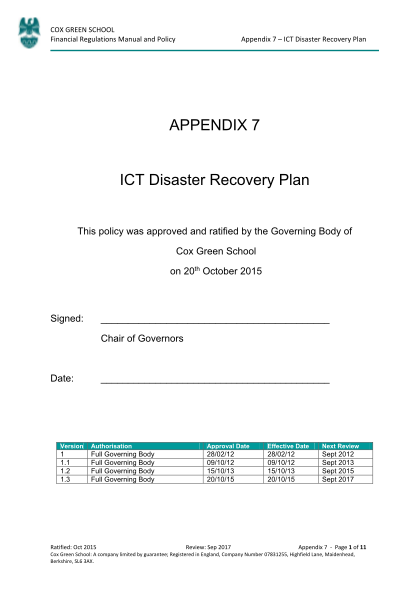 289036827-appendix-7-ict-disaster-recovery-plan-cox-green-school