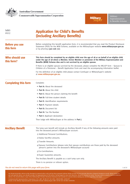 28911767-m85-application-for-childamp39s-benefits-including-militarysuper