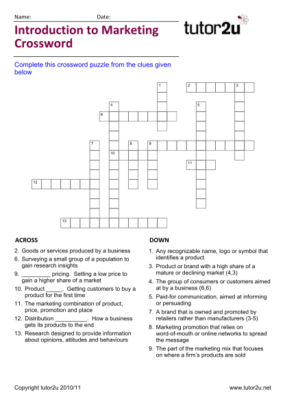 289654607-name-date-introduction-to-marketing-crossword