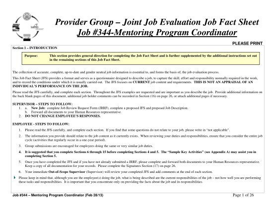 289736672-provider-group-joint-job-evaluation-job-fact-sheet-job-344mentoring-program-coordinator-please-print-section-1-introduction-purpose-this-section-provides-general-direction-for-completing-the-job-fact-sheet-and-is-further-supplemented
