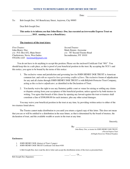 289840994-notice-to-beneficiaries-of-john-henry-doe-trust-date-to-bob-joseph-doe-343-beneficiary-street-anytown-city-99995-dear-bob-joseph-doe-this-notice-is-to-inform-you-that-johnhenry-doe-has-executed-an-irrevocable-express-trust-on