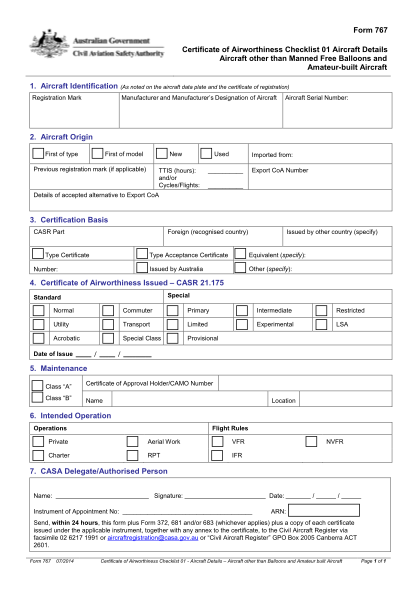 29050493-form-767-certificates-of-airworthiness-checklist-1a-aircraft-details-casa-gov