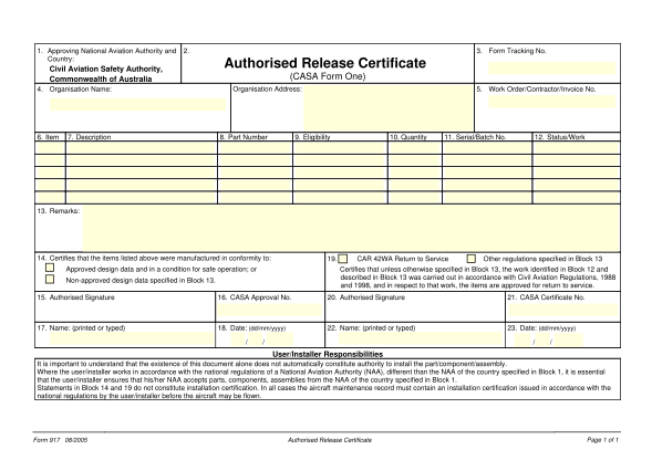 29050529-form-917-certificate-authorised-release-certificate-civil-aviation-casa-gov