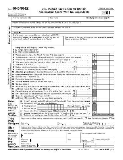 291477344-2001-form-1040nr-ez-us-income-tax-return-for-certain-nonresident-aliens-with-no-dependents
