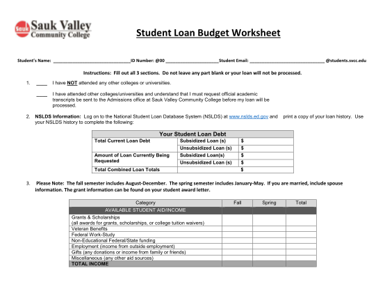291808784-student-loan-budget-worksheet-sauk-valley-community-college-svcc