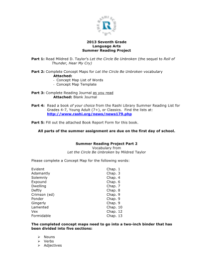 292754248-2013-seventh-grade-language-arts-summer-reading-project-part-1-read-mildred-d