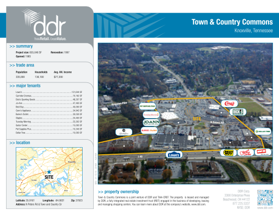 294233104-town-country-commons-knoxville-tennessee-property-flyer-town-country-commons-is-a-joint-venture-of-ddr-and-tiaa-cref-the-property-is-leased-and-managed-by-ddr-a-fully-integrated-real-estate-investment-trust-reit-engaged-in-the