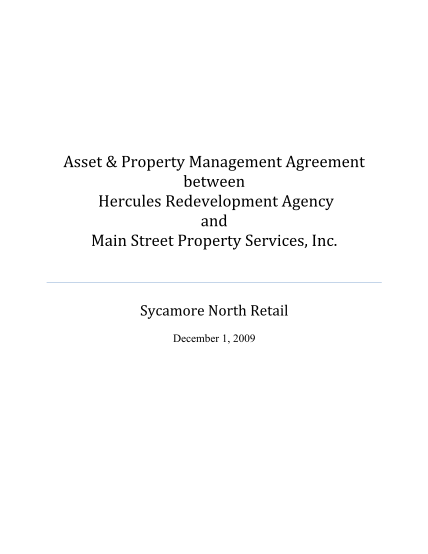 29435802-asset-amp-property-management-agreement-between-hercules-redevelopment-agency-and-main-street-property-services-inc-sycamore-north-retail