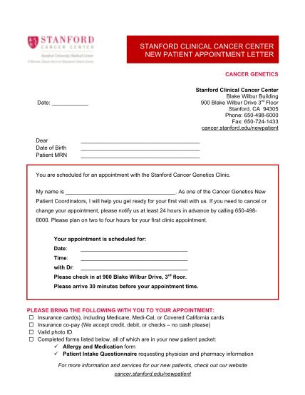294646283-stanford-clinical-cancer-center-new-patient-appointment-letter