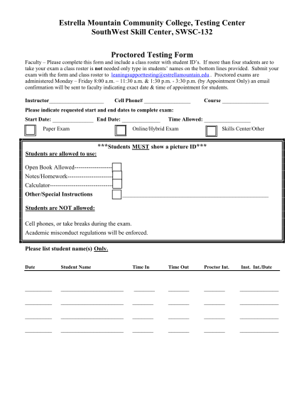 295347929-estrella-mountain-community-college-testing-center-southwest-skill-center-swsc132-proctored-testing-form-faculty-please-complete-this-form-and-include-a-class-roster-with-student-ids
