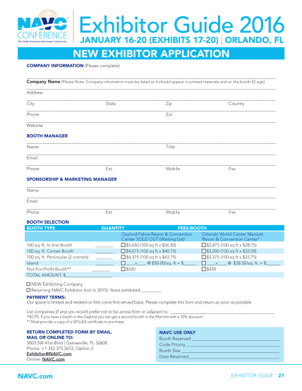 295357659-exhibitor-guide-2016-january-1620-exhibits-1720-orlando-fl-new-exhibitor-application-company-information-please-complete-company-name-please-note-company-information-must-be-listed-as-it-should-appear-in-printed-materials-and-on-the
