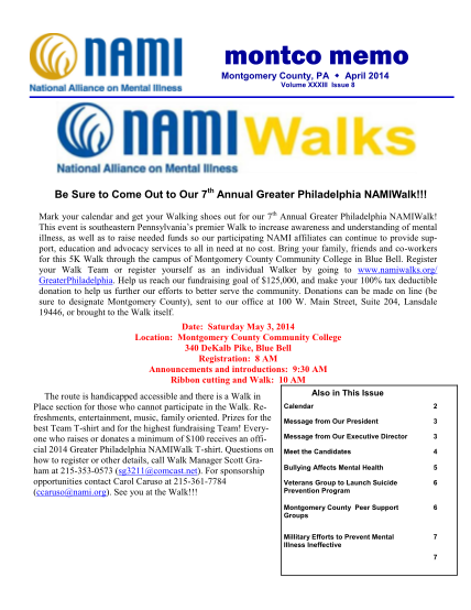 295663618-montco-memo-montgomery-county-pa-april-2014-volume-xxxiii-issue-8-be-sure-to-come-out-to-our-7th-annual-greater-philadelphia-namiwalk-nami-montcopa