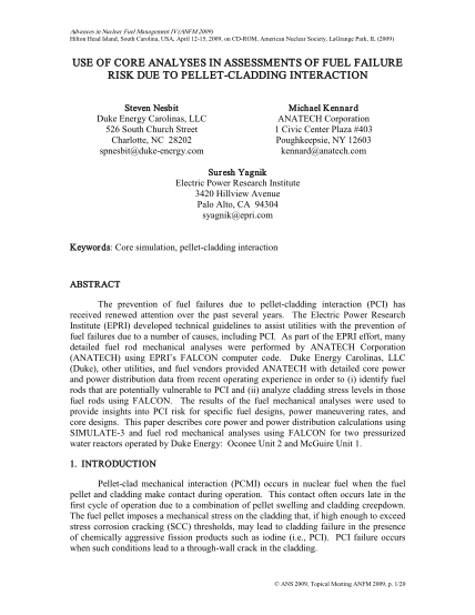 296390-use_of_core_ana-lyses_in_assess-ments_of_fuel_f-ailure_risk_due-_to_pellet_clad-ding_-interaction-title-of-paper-for-anfmiv--anatech-various-fillable-forms