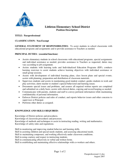296462469-general-statement-of-responsibilities-to-assist-students-in-school-classrooms-with