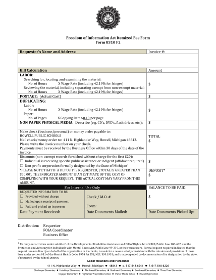 296615645-dom-of-information-act-itemized-fee-form-form-8310-f2