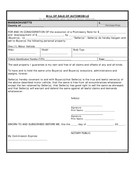 2970515-massachusetts-bill-of-sale-for-automobile-or-vehicle-including-odometer-statement-and-promissory-note