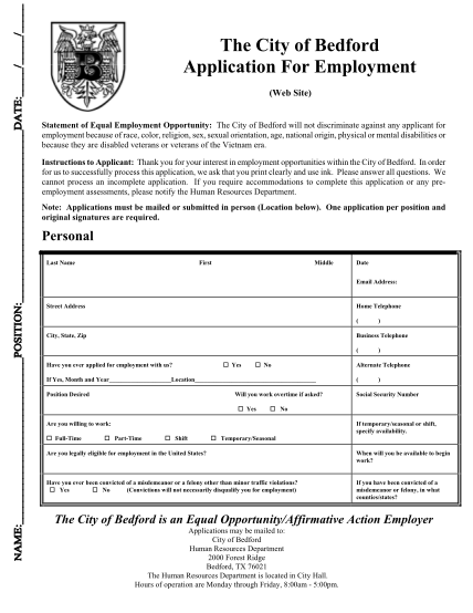 29868848-the-city-of-bedford-application-for-employment-ci-bedford-tx