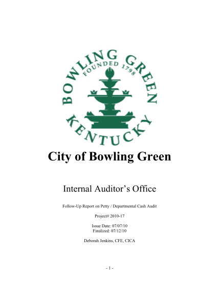 29957250-petty-departmental-cash-audit-follow-up-city-of-bowling-green-bgky