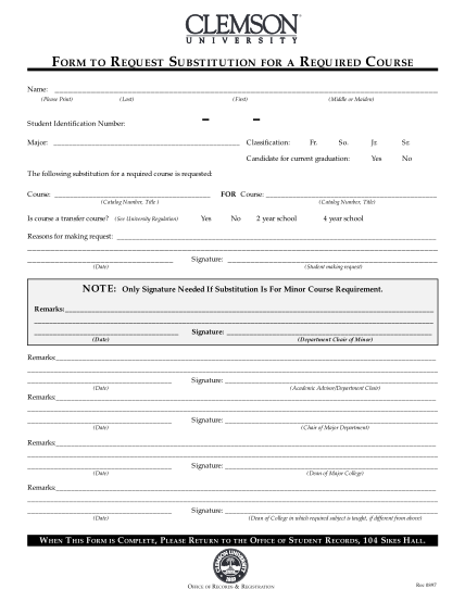 299829731-form-to-request-substitution-equired-ourse-registrar-clemson