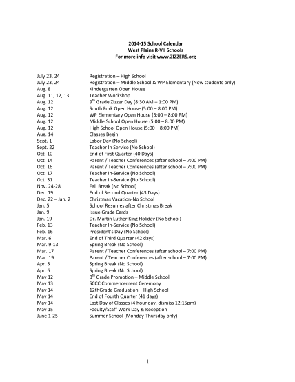 28 2014-15 School Calendar - Free To Edit, Download & Print 