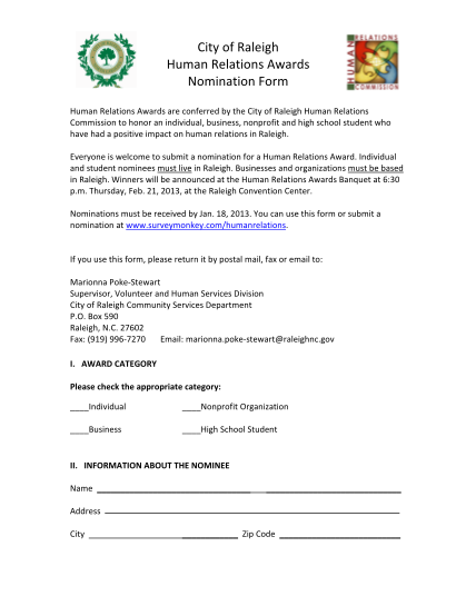 30280075-human-relations-awards-nomination-form-2013-city-of-raleigh-raleighnc